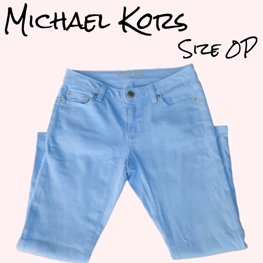 Michael Kors Izzy Cropped Skinny Jeans In a Sky Blue Hue Size 0P